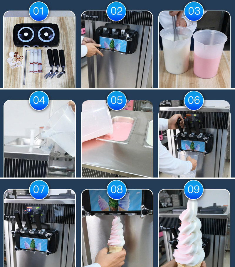 Tabe Top Commercial Ice Cream Machine / Ice Cream Maker / Ice Cream Making Machine With 3 Flavors